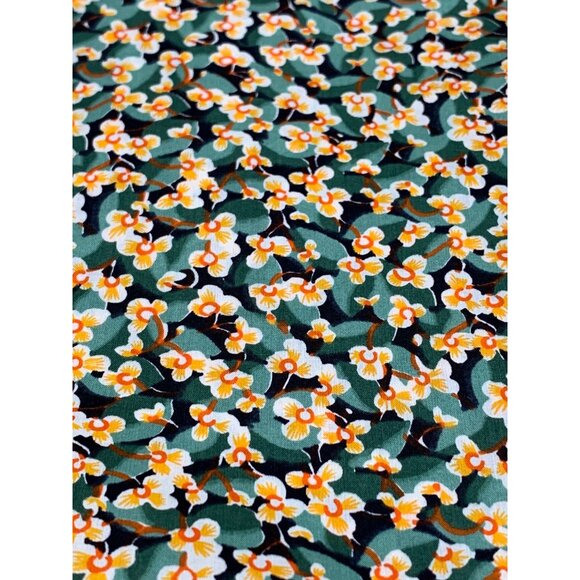 Floral Cotton Fabric 1 Yard Green & Yellow 36" Wide Sewing & Crafts Material - Picture 2 of 13